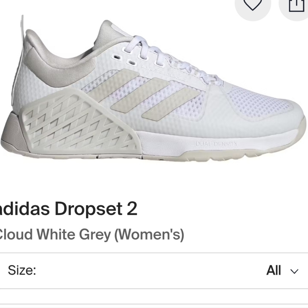 Adidas Dropset 2 Women’s 11 Training Shoes Cloud White Grey‎ Neutral New in Box